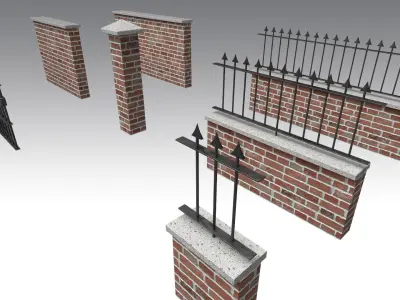 Brick Wall Pack PBR - Modular - Version 5 -  Low-poly 3D model