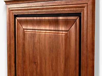 Door0049 wooden door on wall 3D model