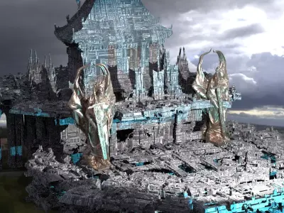 Sci-Fi City dystopia Rule city Statues 5  3D model