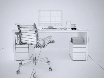 Office Desk - Interior Office Furniture 07 3D model