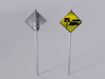 Informative Traffic Signs Low-poly 3D model