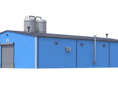 Industrial Building 6 Blue Low-poly 3D model