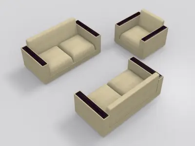 Modern sofa Low-poly 3D model 6