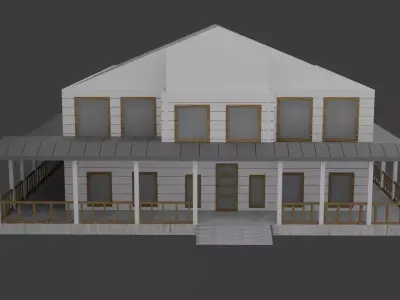 Modern Two-Story House Model with Wooden Details 3D model