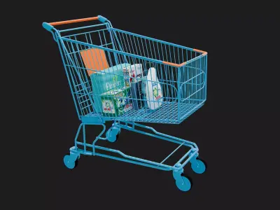 shopping cart 3D model Textured