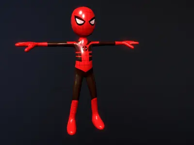 Low poly StickMan Superhero spiderman Pack Rigged 3D model Low-poly 3D model