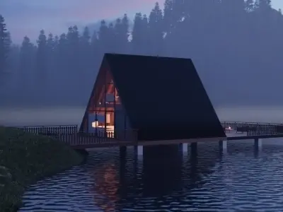 A FRAME LAKE HOUSE  3D model