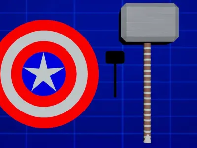 Marvel Heroes Weapons Update 1 Low-poly 3D model