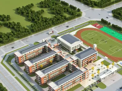 Modern School Campus 3D model
