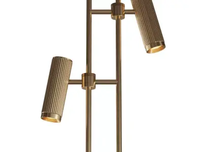 Floor lamp on a marble base with two fluted shades 3D model