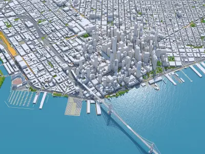 San Francisco Downtown California USA Low-poly 3D model