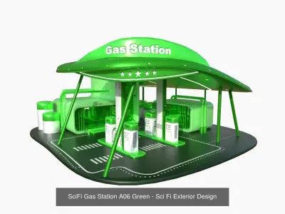 10 Sci Fi Buildings Collection F - Green - Exterior Design 3D Model Pack