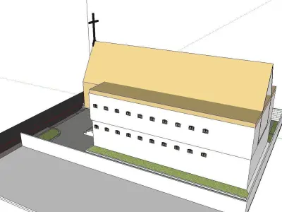 Architecture-Religion-God-Culture-Temple-0134 church with cross 3D model