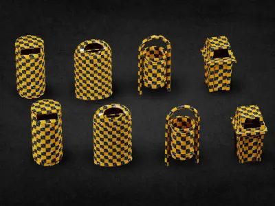 10 Trashcan Basemesh Lowpoly Midpoly gameready Low-poly 3D model