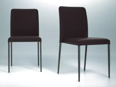 Deli pair of leather dining chairs 3D model