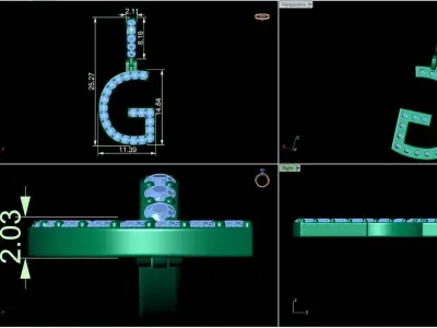 Alphabet G-letter single row pendant 3D print model