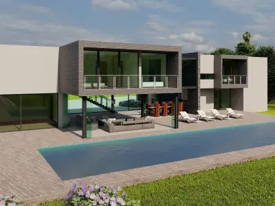 Casa Scene-villa-modern house 3D model 94