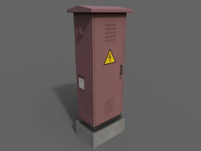 PBR Electric Box Red V2 Low-poly 3D model