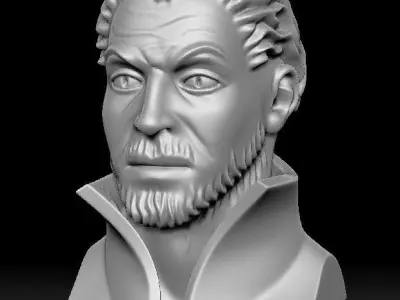 pedestal 1 3d print bust of man with beard Free 3D print model