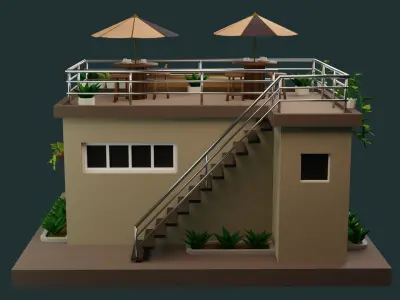Coffee Cafe Low-poly 3D model
