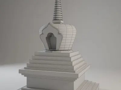 Tibetan Buddhist Stupa Low-poly 3D model