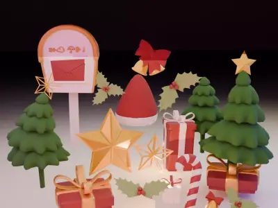 Stylized Christmas Mailbox Scene 3D model