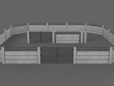 PBR Gate and Wall 4 Low-poly 3D model