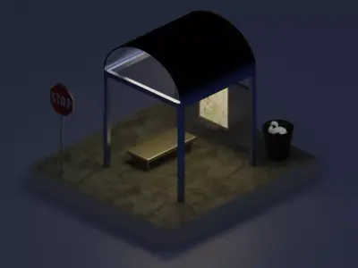 Bus Stop Collection 3D model