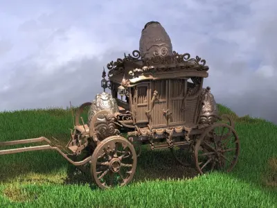 Golden Easter Stage Coach wooden 3D model