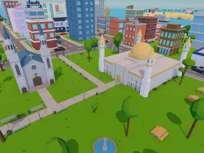 City - Low Poly Asset Pack by Ake Low-poly 3D model