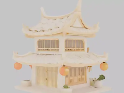 Stylized Fantasy Viking Village Low-poly 3D model