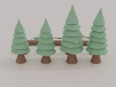 Stylized Low-Poly Tree Pack 14 Game-Ready Assets Low-poly 3D model