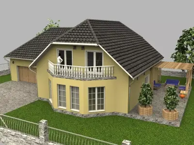 Family house with garage 3D model