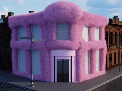 Cuty realistic fur house shop store or mall Low-poly 3D model