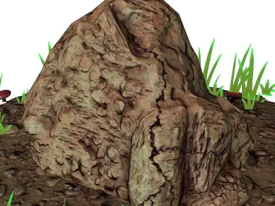 PBR Rock Detail Stone Low-poly 3D model