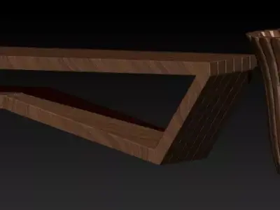 WOODEN 1 table and vase Free 3D model