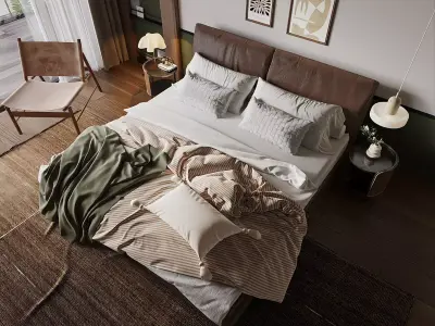 Warm Japandi Master Bedroom 3D model