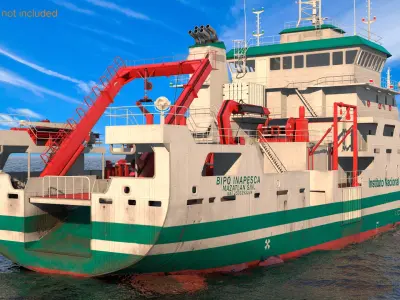  Oceanographic Research Vessel with Equipment 