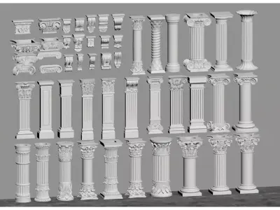 European-style plaster column 3D model