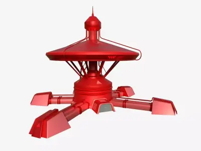 SciFi Facility C05 Red - Sci Fi Exterior Design Low-poly 3D model