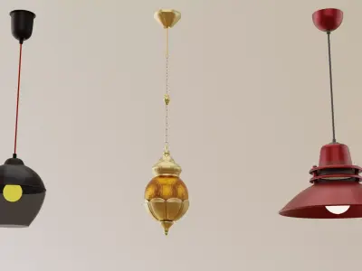 Ceiling Lamp Low-poly 3D model 9