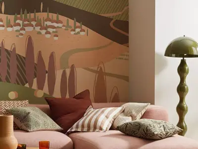 Modern Pastel Village Landscape Wallpaper Texture Pack  Texture