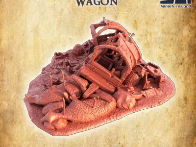 Pillaged Merchant Wagon Tabletop Terrain 28 mm 3D print model