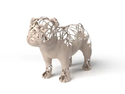 Bulldog Dust Voronoi Low-poly 3D model