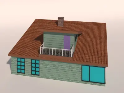 Low poly Cartoon House Low-poly 3D model 2