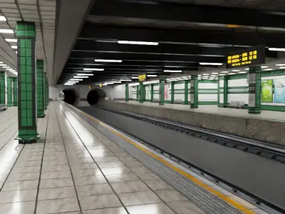 5 underground stations and trian 3D model