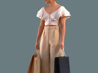 Set of 3D women shopping 3D model