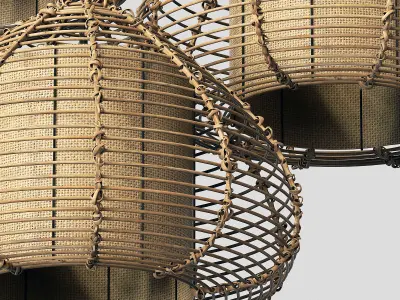 Lamp wicker branch rattan Dome 3D model