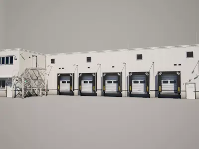 Industrial Warehouse Building with Loading Dock 3D model