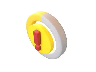 Battery Circle with Exclamation Mark Symbol v1 005 Low-poly 3D model